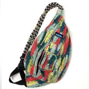 KAVU Rope Sling Bag Feather Print Crossbody Canvas